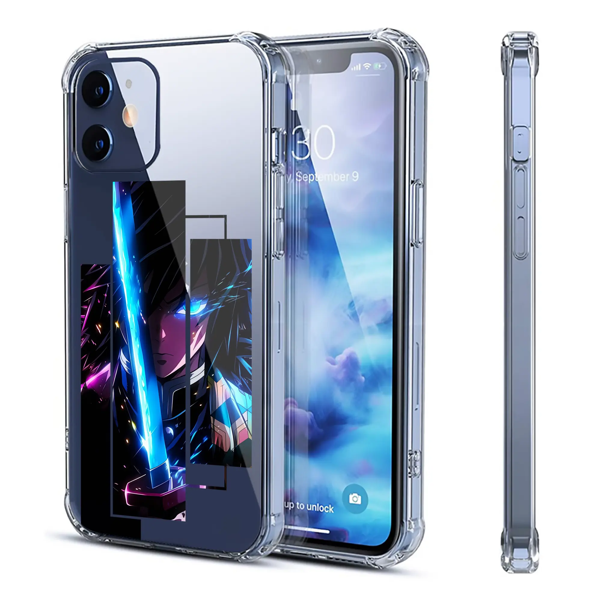 鬼滅の刃 グッズ,冨岡 義勇 - IPhone 12シリーズ対応 ・ 透明スマホケース ・ クリアソフトケース ・ TPU素材 ・ 耐衝撃 ・ 高密着 ・ 防汚 防指紋 ・ 簡単着脱